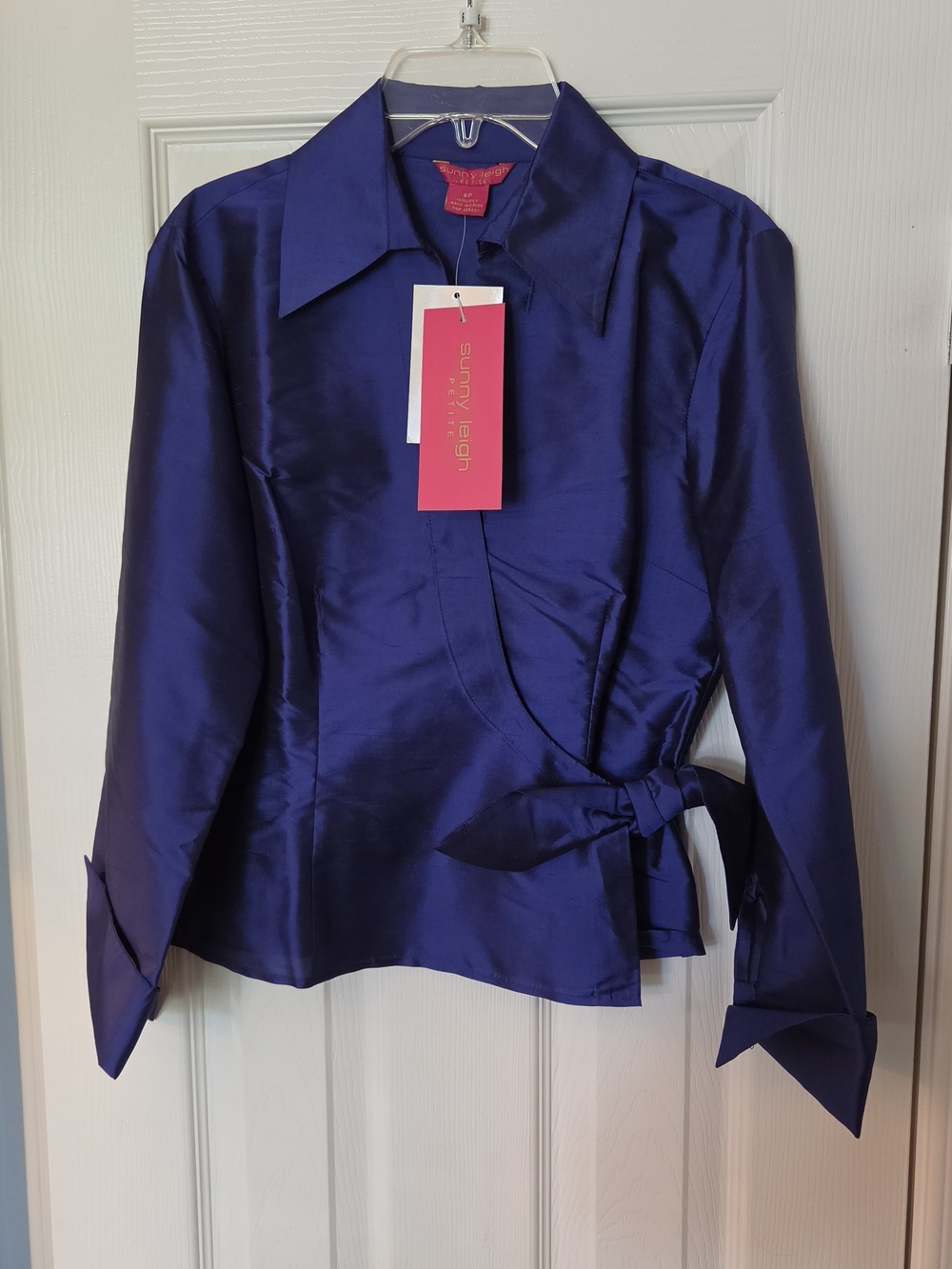 Sunny Leigh Silk Wrap Jacket in Purple Size 8P NWT